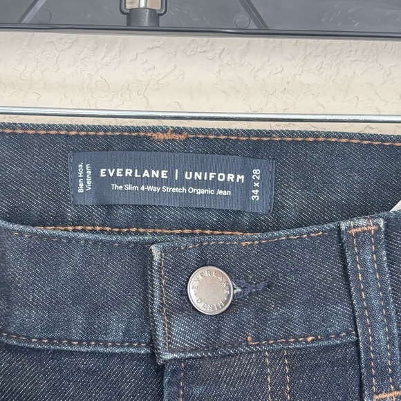Everlane Uniform Mens Blue Denim Jeans 34x28 Classic Style 4-Way Stretch Organic - Picture 4 of 12